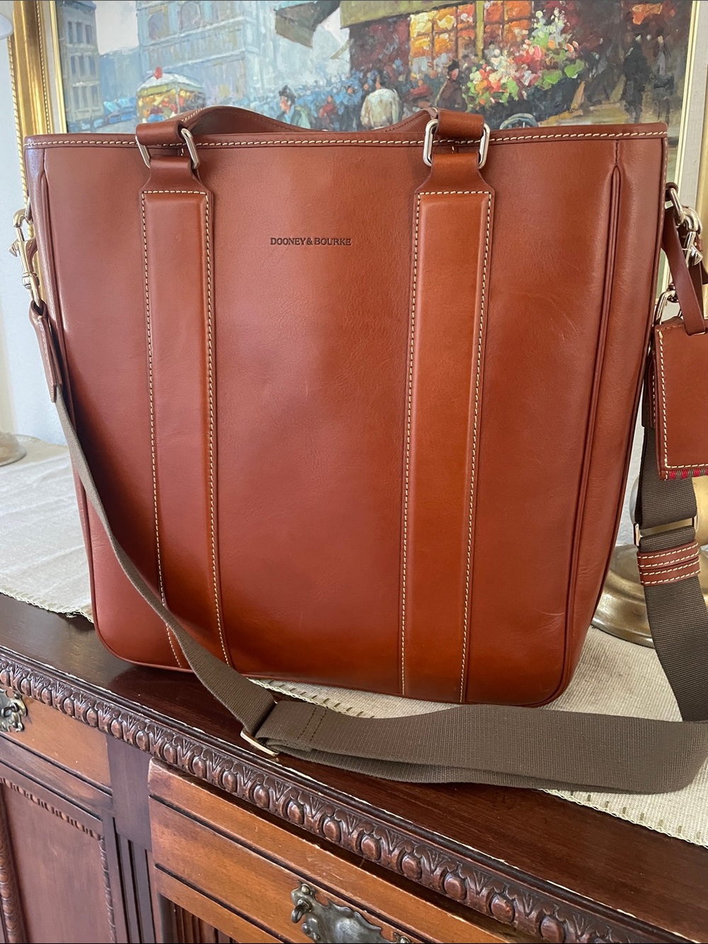 Dooney & Bourke Toscana Brown Executive Delancey Tote with Adjustable Strap